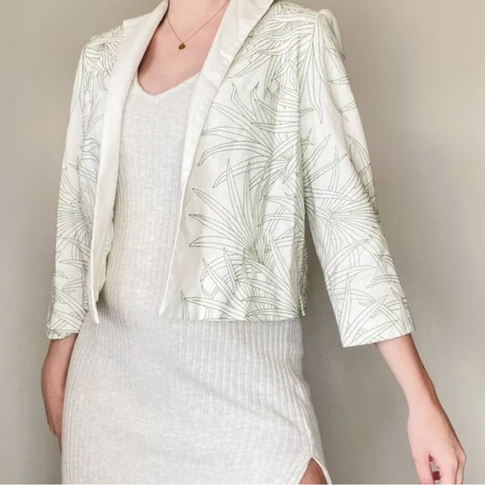 Vintage Draper's & Damon's Cream Linen Crop Jacket